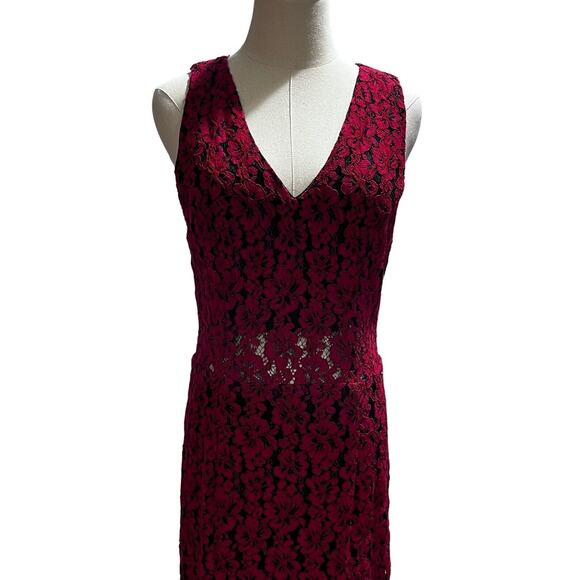 Alexia Admor Womens Floral Lace Sheath Peplum Hem Sleeveless Red Dress sz XL - Picture 3 of 14